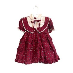Martha's Miniatures Vintage Short Sleeve Dress Red Ruffles Petticoat Size 3T